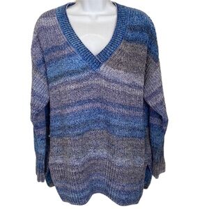 Seven7 sweater women chenille blue color M lagenlook soft casual cozy festival